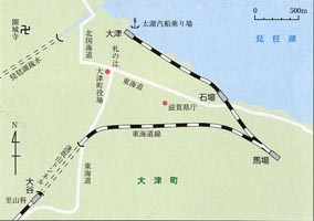 大津−京都間開通当時の路線図
